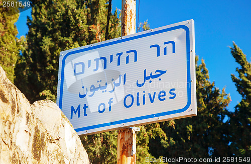 Image of Mount of Olives sign in Jerusalem