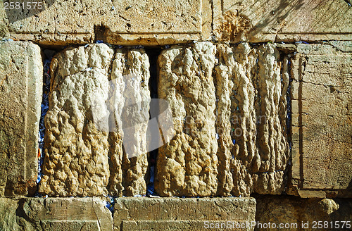 Image of Rocks of the Wailing wall close up in Jerusalem