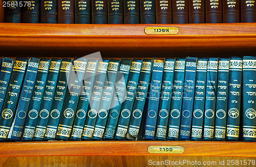 Image of Shelves with Torah at the Western Wal in Jerusalem