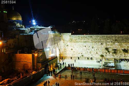 Image of The Western Wall in Jerusalem, Israel in the night