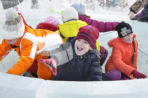 Image of Winter children's entertainments. Ice bowl.