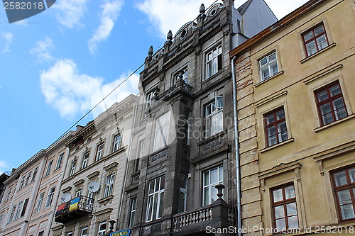 Image of wall of old architectural ensemble in Lvov city