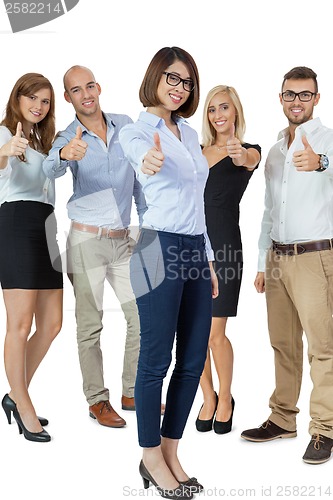 Image of Successful business team cheering