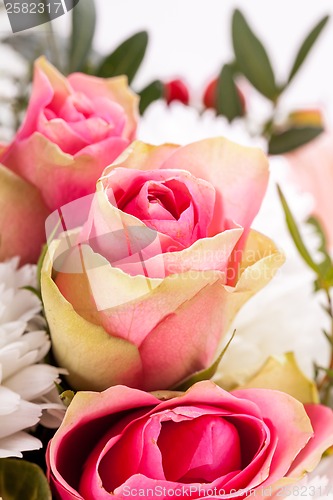 Image of Bouquet of fresh pink and white flowers