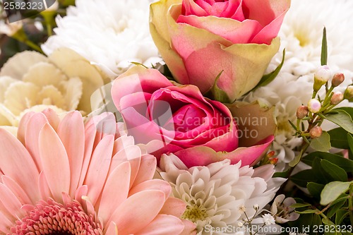 Image of Bouquet of fresh pink and white flowers