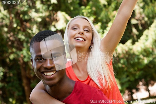 Image of young couple in love summertime fun happiness romance 