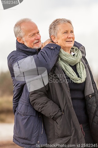 Image of happy senior couple elderly people together outdoor