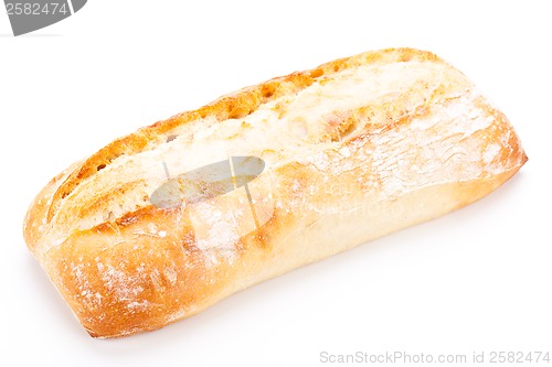 Image of fresh italian chiabatta bread isolated on white