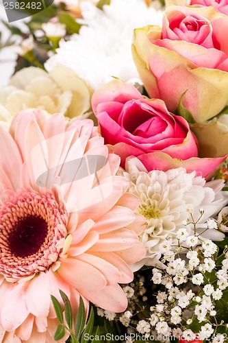 Image of Bouquet of fresh pink and white flowers