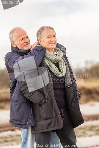 Image of happy senior couple elderly people together outdoor