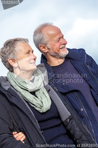 Image of happy senior couple elderly people together outdoor