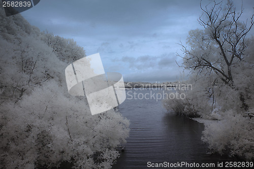 Image of Infrared landscape and a lake