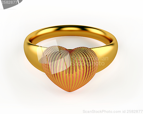 Image of Gold Heart and wedding rings