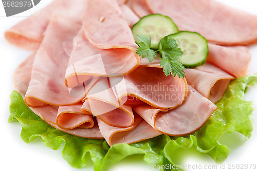 Image of boiled pork sausages slices