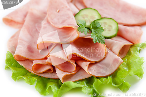 Image of boiled pork sausages slices