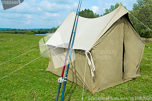 Image of The tent from a canvas for fishing and tourism. Legacy sample.