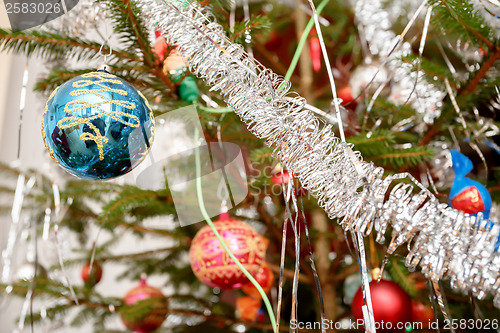 Image of Decorated christmas tree with balls 