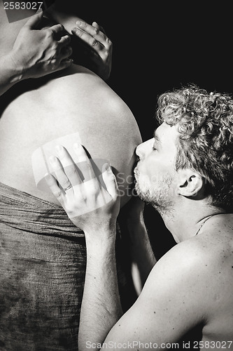 Image of loving happy couple pregnant woman with her husband