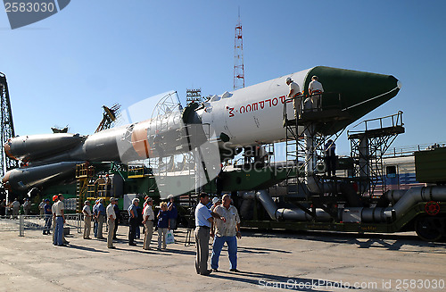 Image of Progress Spacecraft at Baikonur Launch Pad