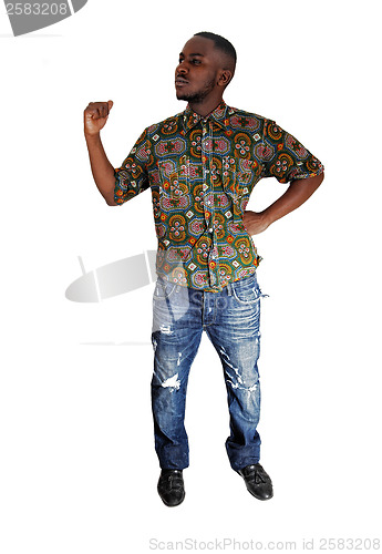 Image of Black man making fist.