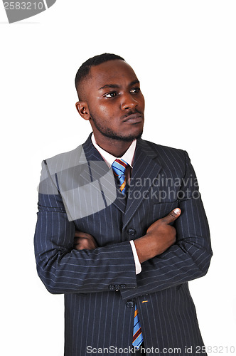 Image of Black man with business card.