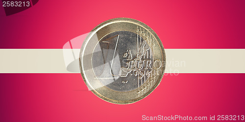 Image of Flag of Lavia with Euro coin