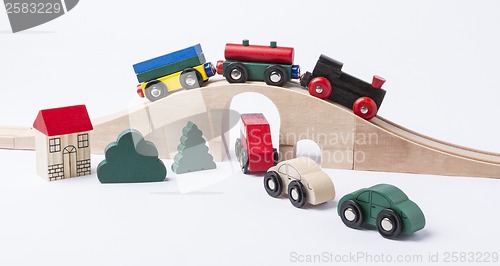 Image of toy traffic with car and train