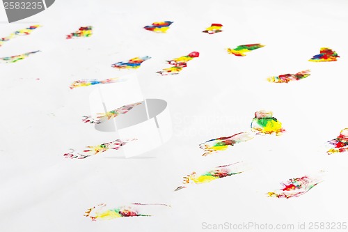 Image of colorful footprints on floor