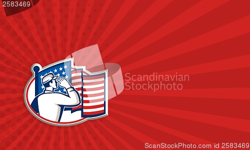 Image of American Soldier Salute Flag Retro