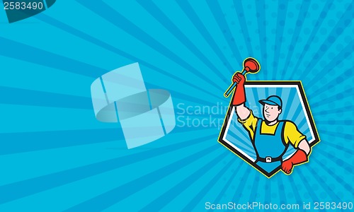 Image of Super Plumber Wielding Plunger Pentagon Cartoon