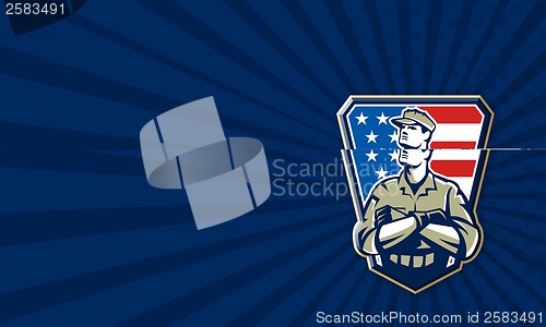Image of American Soldier Arms Folded Flag Retro