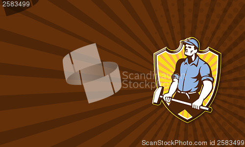 Image of Worker Wielding Sledgehammer Crest Retro