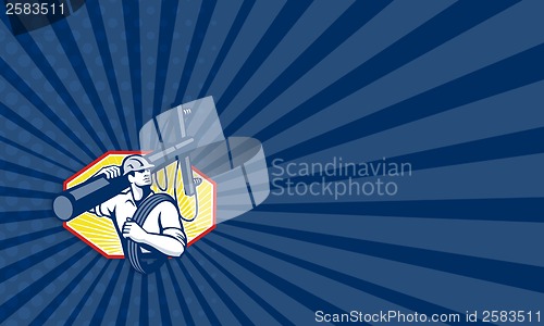 Image of Power Lineman Repairman Carry Electric Pole