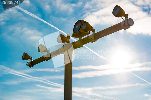 Image of Runway lights at the airport in sunlight