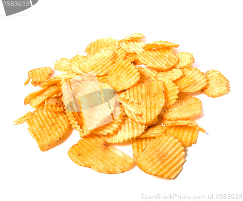 Image of Potato chips isolated on white background 