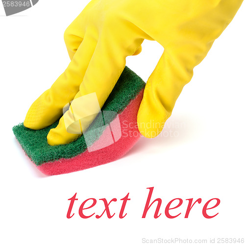 Image of Hand in yellow glove with sponge