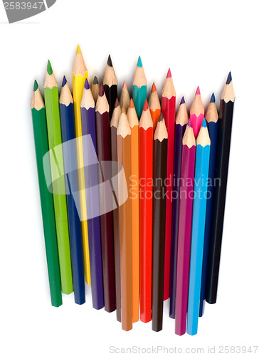 Image of 
Colour pencils isolated on white  background close up
