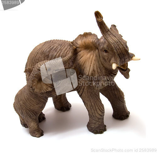 Image of Ceramics elephant with elephant calf isolated on white backgroun