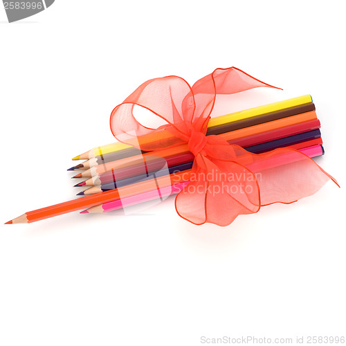 Image of 
Colour pencils isolated on white  background close up
