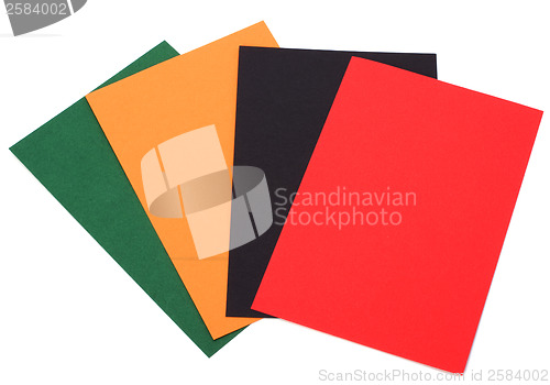 Image of colorful cards isolated on white background