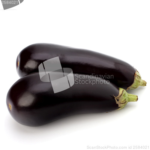 Image of eggplants isolated on white background close up