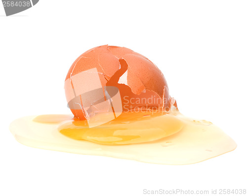 Image of broken egg isolated on white background