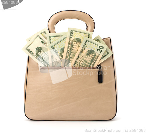 Image of Glamour handbag full with money