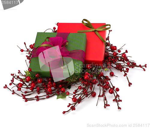 Image of festive gift box stack 