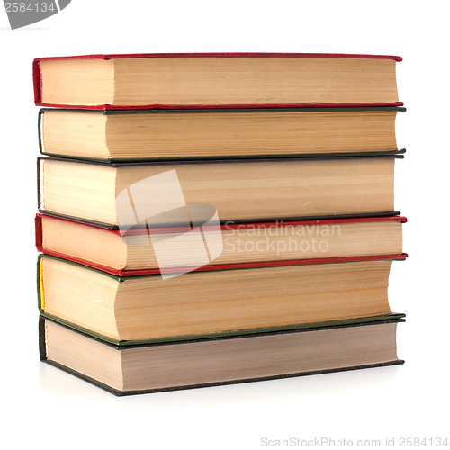 Image of book stack isolated on white background