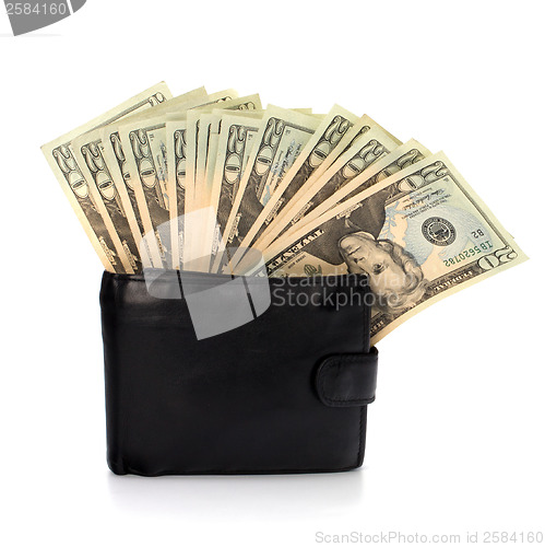 Image of Money in leather  purse 