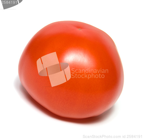 Image of single red tomato isolated  on white background 