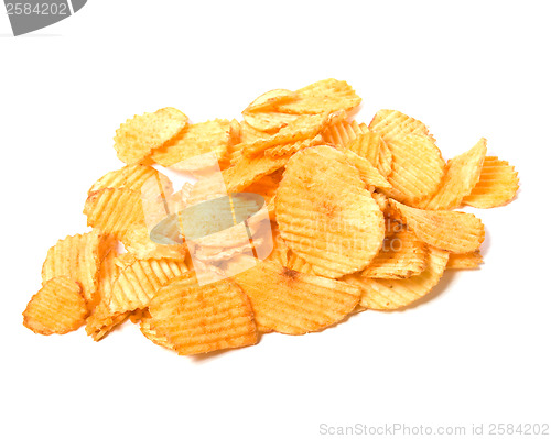 Image of Potato chips isolated on white background 