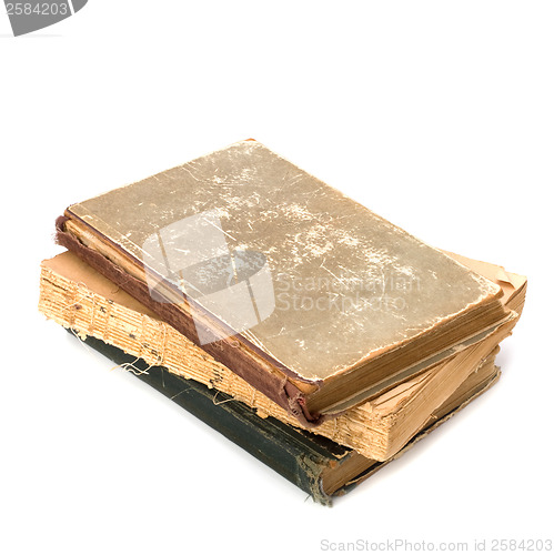 Image of tattered book stack isolated on white background