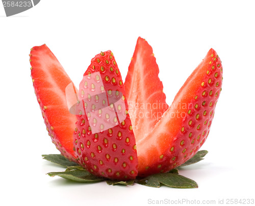 Image of Sliced strawberry isolated on white background